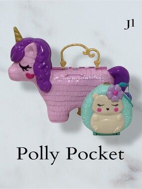 MATTEL POLLY POCKET Unicorn Party Play Set and Hedgehog Cafe Plastic